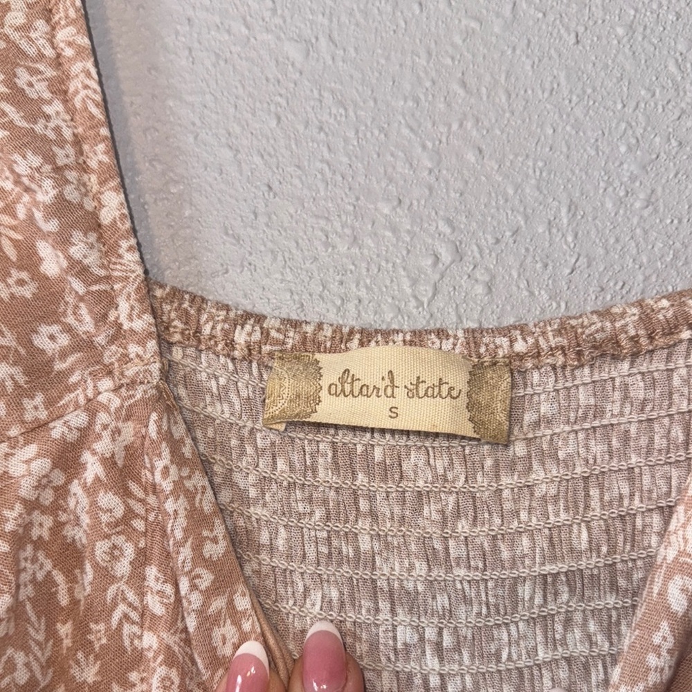 Altar'd State Pink and White Floral Wrap Dress with Long Sleeves Size Small S 🩷 - Picture 2 of 5